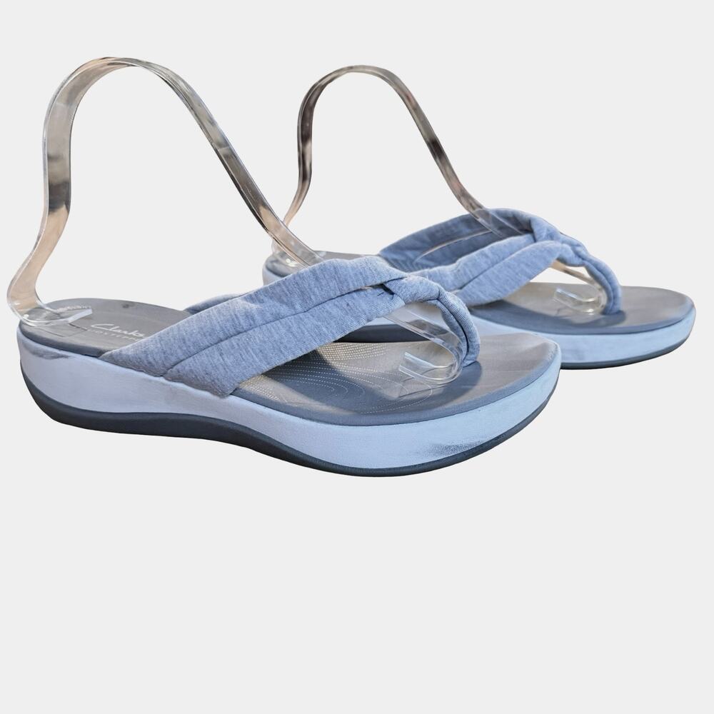 Clarks Cloudsteppers Arla Gilson Heather Gray Wedge Flip Flops Sandals sz 10